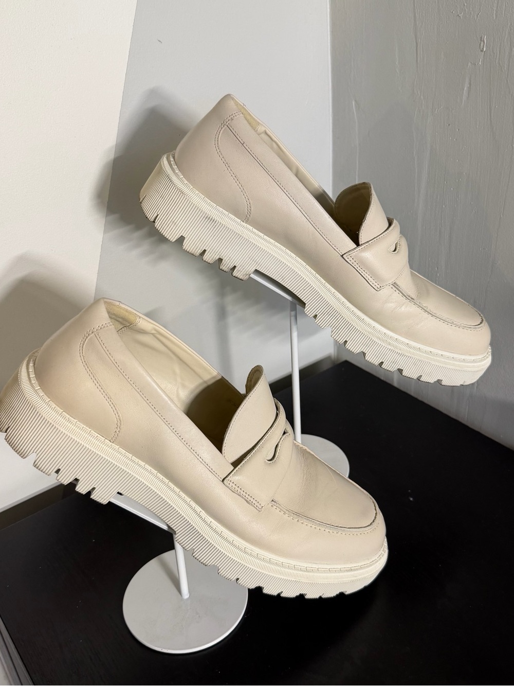 Aldo Cream Chunky Lug Sole Penny Loafers